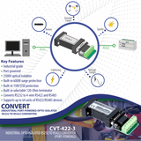 Opto-Isolated RS232 to RS422 Converter (Industrial / Port-Powered)