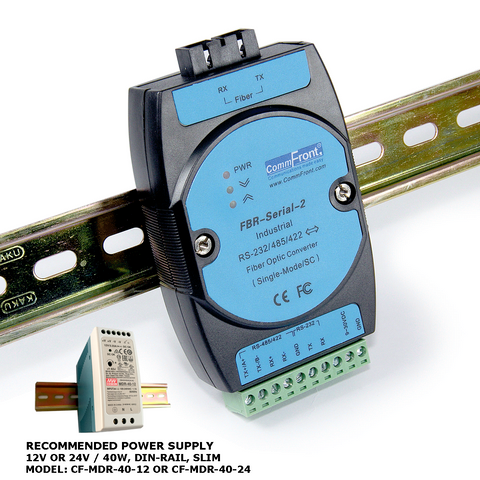 Industrial RS232 / RS485 / RS422 to Fiber Optic Converter (SingleMode / SC)