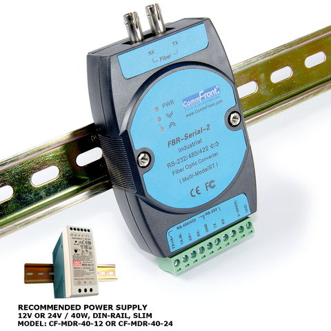 Industrial RS232 / RS485 / RS422 to Fiber Optic Converter (MultiMode / ST)