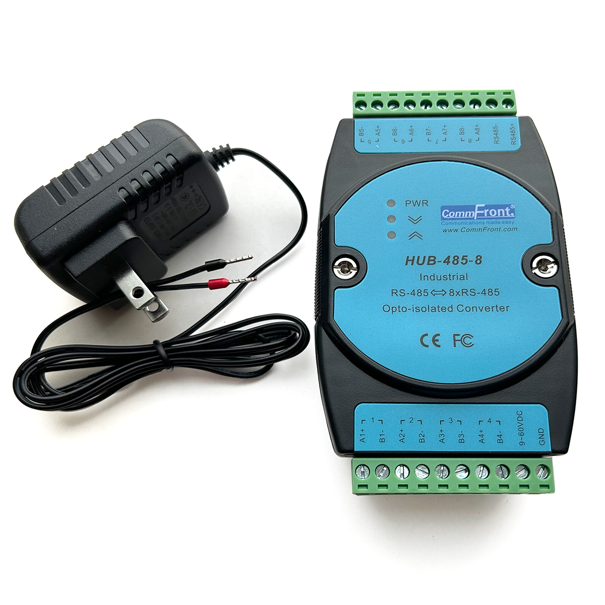 8 Channel Commfront Opto-Isolated 8-Port RS485 Hub / Splitter (Industrial) – CommFront