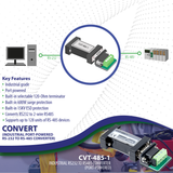 RS232 to RS485 Converter / Adapter (Industrial / Port-Powered)