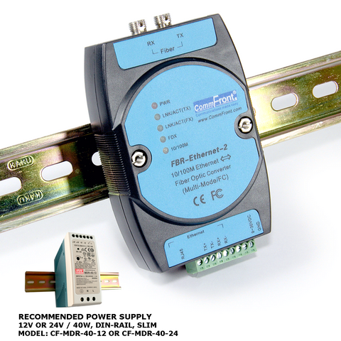 Industrial 10 / 100M Ethernet to Fiber Optic Media Converter (MultiMode / FC)