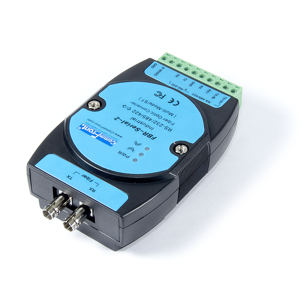 Serial Fiber St RS232/RS485/RS422 to MM/ST Fiber Optic Converter (Industrial) – CommFront