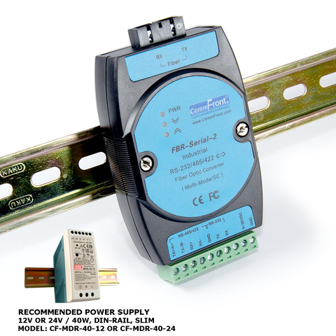 Industrial RS232 / RS485 / RS422 to Fiber Optic Converter (MultiMode / SC)