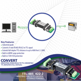 RS422 / RS485 to TTL Converter / TTL Repeater (Industrial)