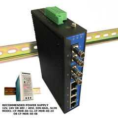 6-Port Industrial Unmanaged Switch with ST fiber optic connectors