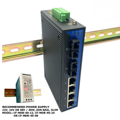 6-Port Industrial Unmanaged Switch with SC Fiber Optic Connectors