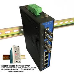 6-port Industrial Unmanaged Switch with SM/ST connectors (CommFront)