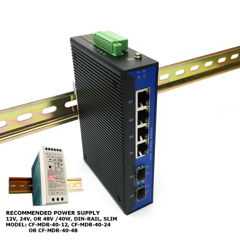 8-Port Industrial Network Switch, 10/100 Ethernet, DIN Mount